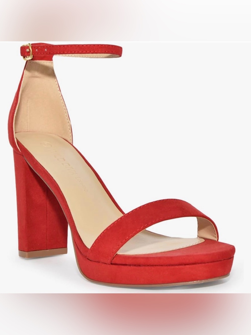 Wild Diva Red Suede Block Heel Ankle Strap Sandals Size 8.5